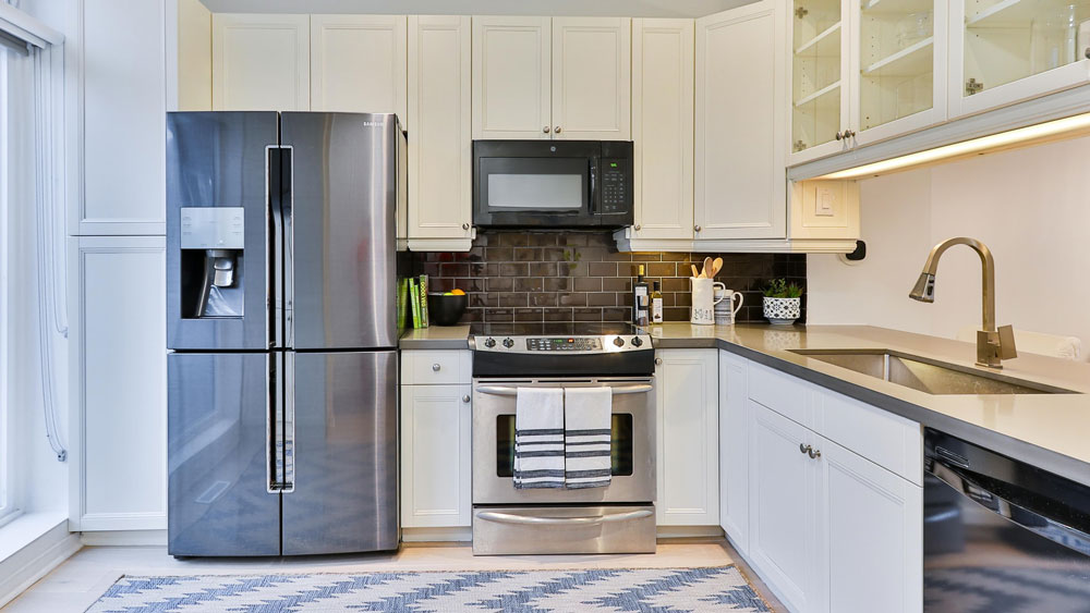 Kitchen with stainless steel appliances