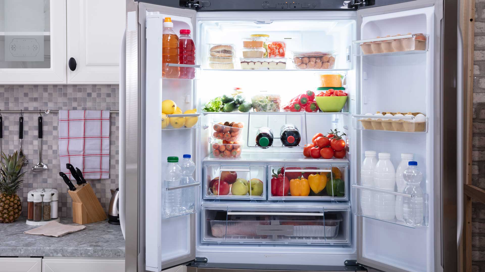 Refrigerator with open doors