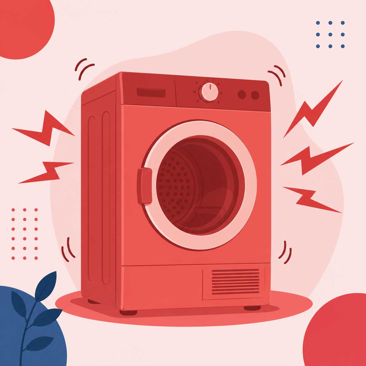 Illustration of a noisy dryer shaking